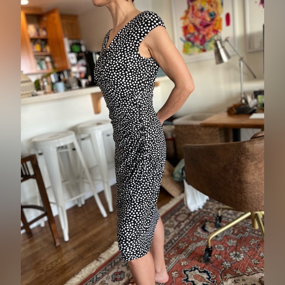 Lauren by Ralph Lauren, black and white, faux wrap dress - Picture 3 of 9